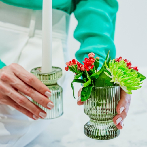 Set 02 Porta Velas e Mini Vasos Verde - Image 3