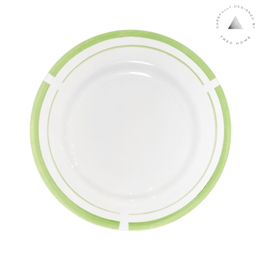Set 04 Pratos Rasos Porcelana Filetes Verde