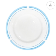 Set 04 Pratos Rasos Porcelana Filetes Azul