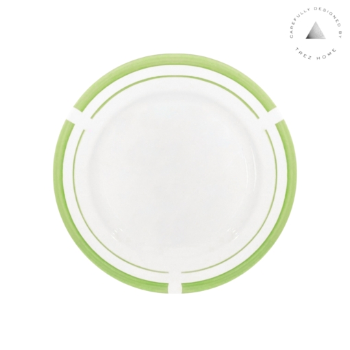 Set 04 Pratos Sobremesa Porcelana Filetes Verde