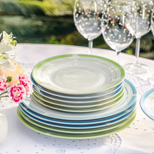 Set 04 Pratos Sobremesa Porcelana Filetes Azul - Image 3
