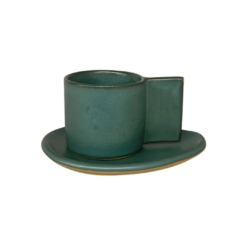 Set 02 Xícaras de Cafezinho com Pires Palito Verde
